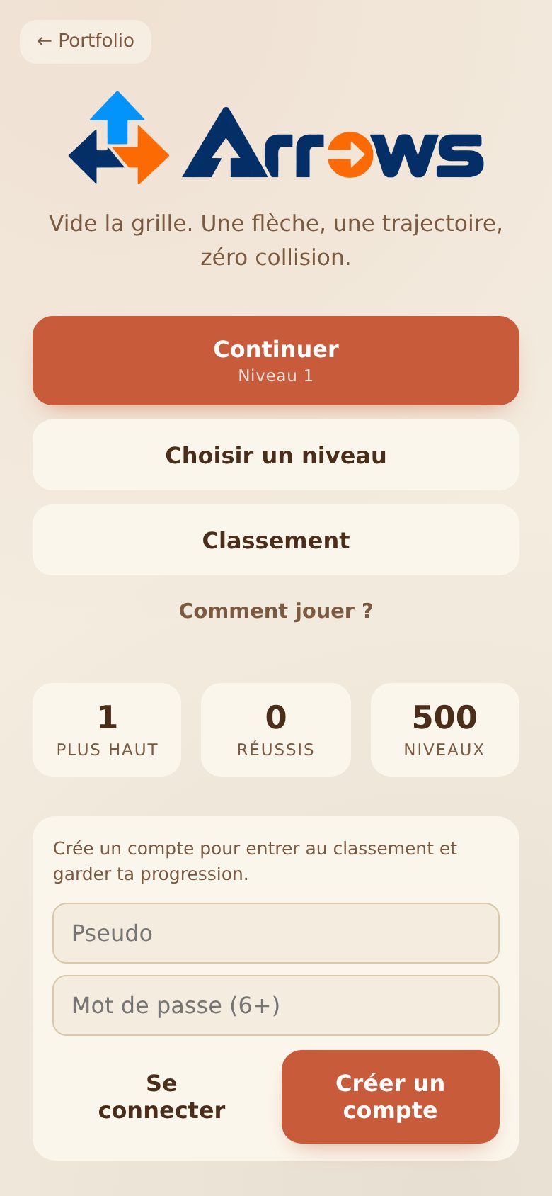 Écran de Arrows sur téléphone