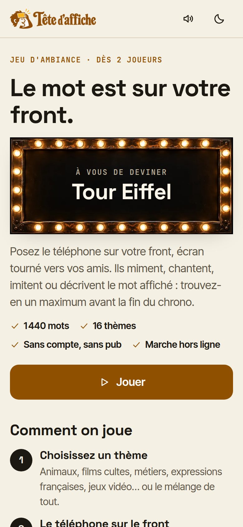 Écran de Tête d'affiche sur téléphone