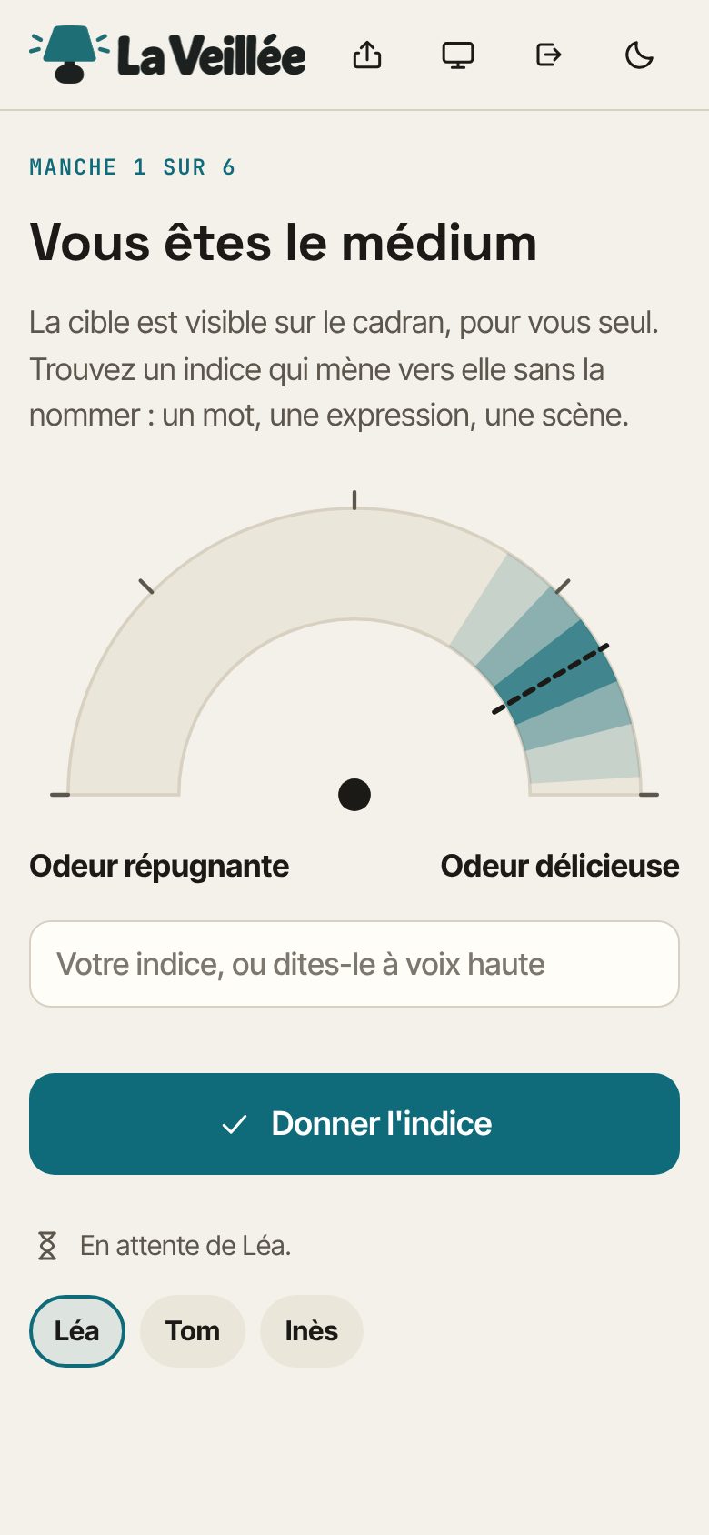 La Veillée sur téléphone, Sur la même onde : le médium voit la cible sur le cadran entre ses deux extrémités, et écrit l'indice qui doit y mener
