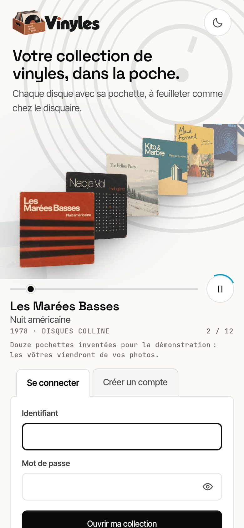 Écran de Vinyles sur téléphone