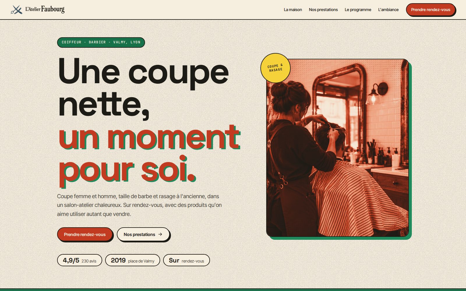 Modèle de site pour un salon de coiffure, style Riso